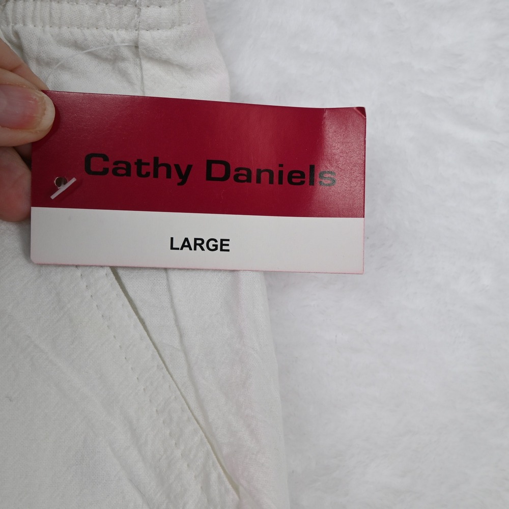 Cathy Daniels Capris Womens Large White Elastic Waist Drawstring Cotton NWT - Picture 2 of 10
